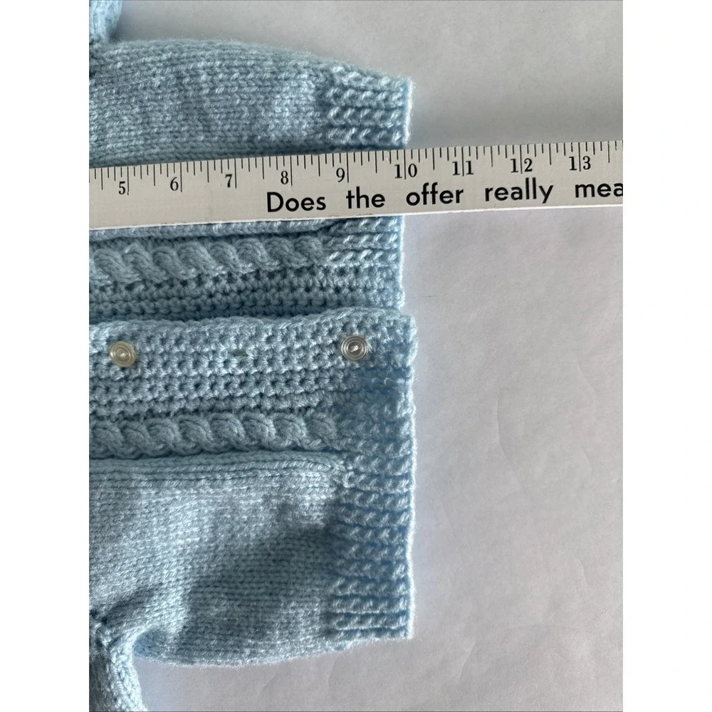 Baby Knit Sweater Handmade Blue Details baby photos 6-9 month baptism shower gif